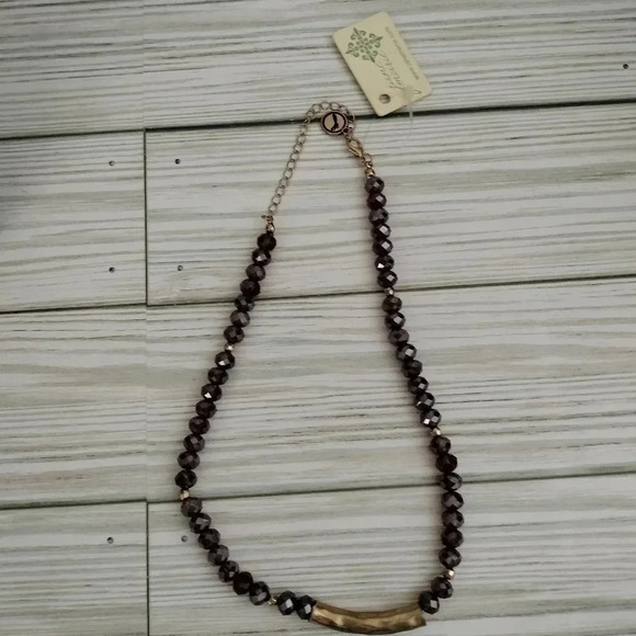 Jane Marie Topaz Natural Stone Beaded Necklace 16" - Picture 2 of 8